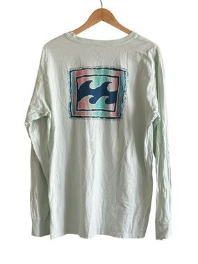Billabong Mens Long Sleeve Tee Shirt Size XXL Green Crayon Wave